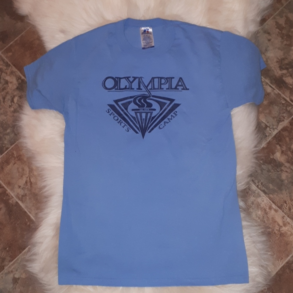 Olympia sports camp blue tshirt size small